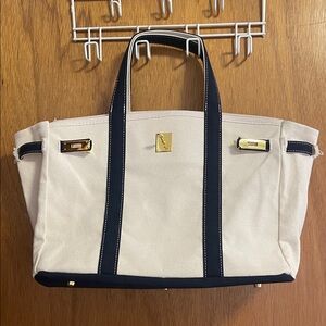 Stylish Cream and Navy Tote Bag